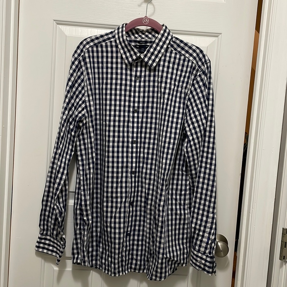 Slim Fit Plaid Shirt L 16-161/2